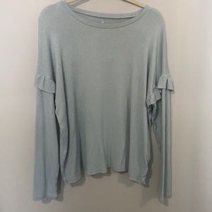 American Eagle - Light Blue Ruffled Sleeves Top
